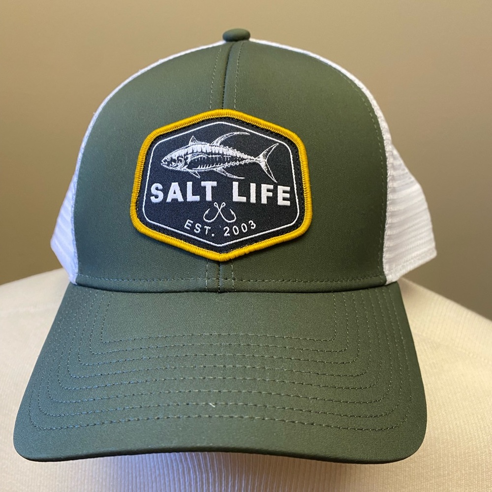 Salt Life Men’s Olive Green & White SnapBack Hat NWT